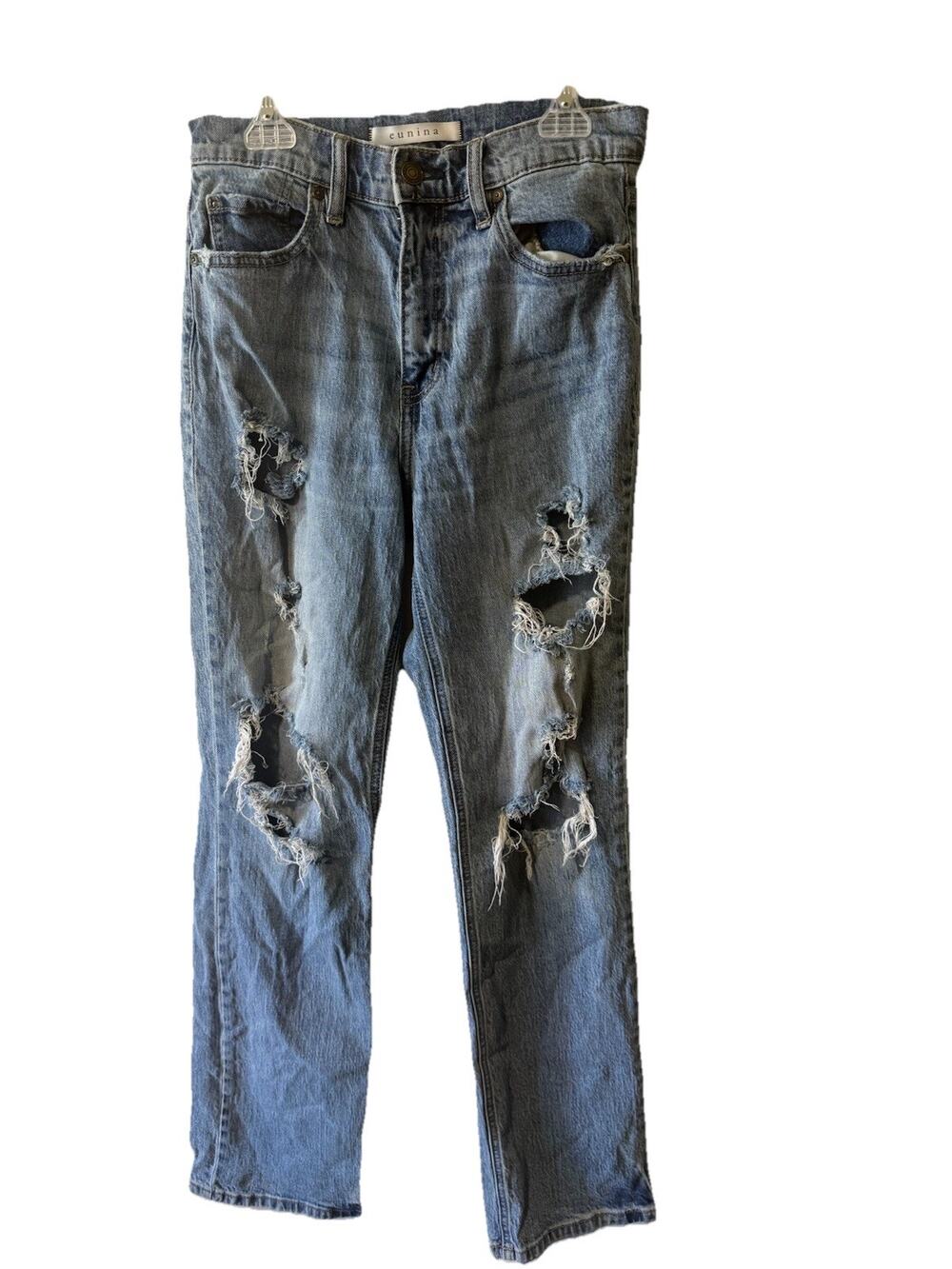 Eunina Women's Blue Jeans Heavily Distressed Size 1